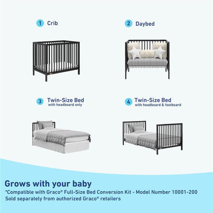 Graco® Teddi® 4-in-1 Convertible Mini Crib with Bonus Water-Resistant Mattress
