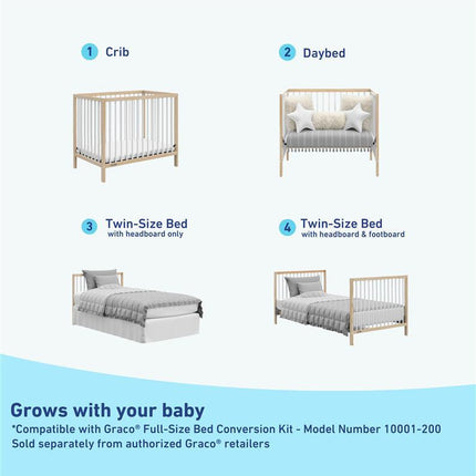 Graco® Teddi® 4-in-1 Convertible Mini Crib with Bonus Water-Resistant Mattress