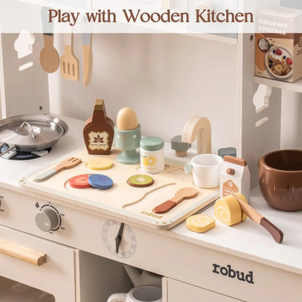 31-Piece Wooden Play Food Sets for Kids