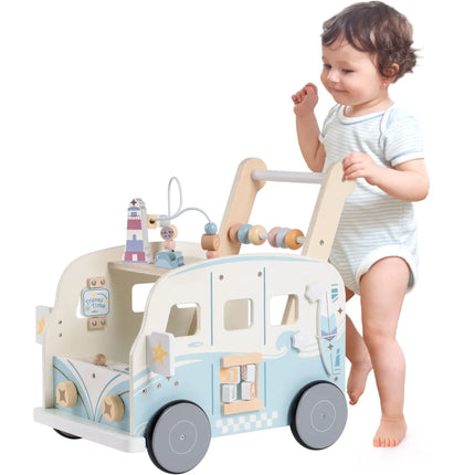 Wooden Baby Push Walker - Vacation Bus