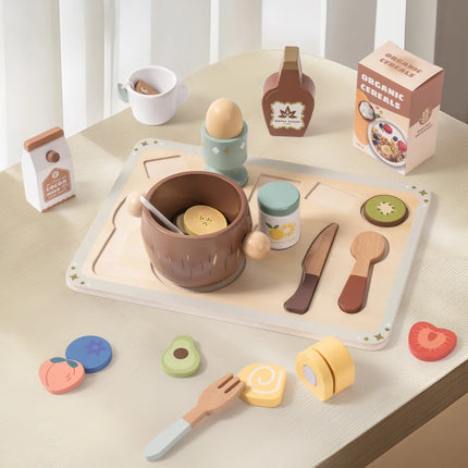31-Piece Wooden Play Food Sets for Kids