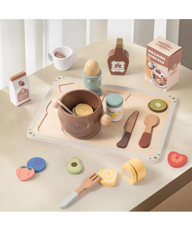 31-Piece Wooden Play Food Sets for Kids