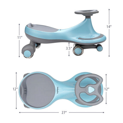 Wiggle Car Ride-on Toy With Flashing Wheels-Blue