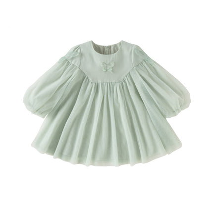 Toddler Girls Green Mesh Cute Party Dress