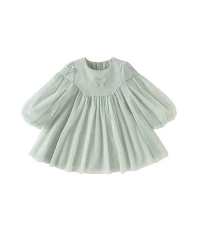 Toddler Girls Green Mesh Cute Party Dress