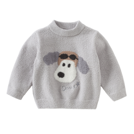 Toddler Girls/Boys Playful Delicate Jacquard Chenille Sweater Tops