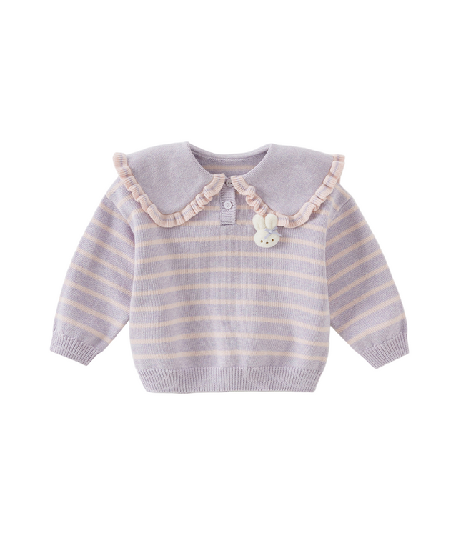 Toddler Girls Cute Rabbit Striped Breathable Cotton College-style Sweaters Tops