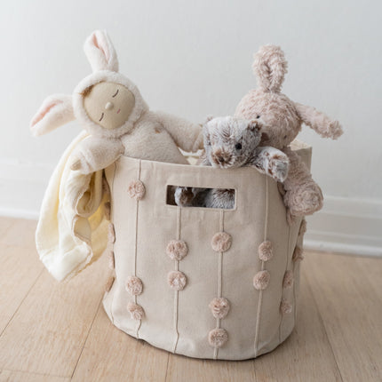 Pompom Storage Basket - Blush Oat