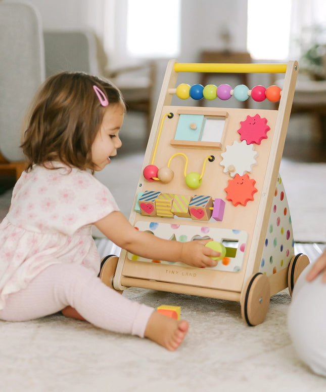 Tiny Land® Premium Natural Wooden Activity Walker