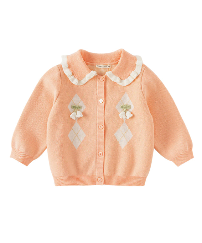 Toddler Girls Charming Orange Knit Cardigans
