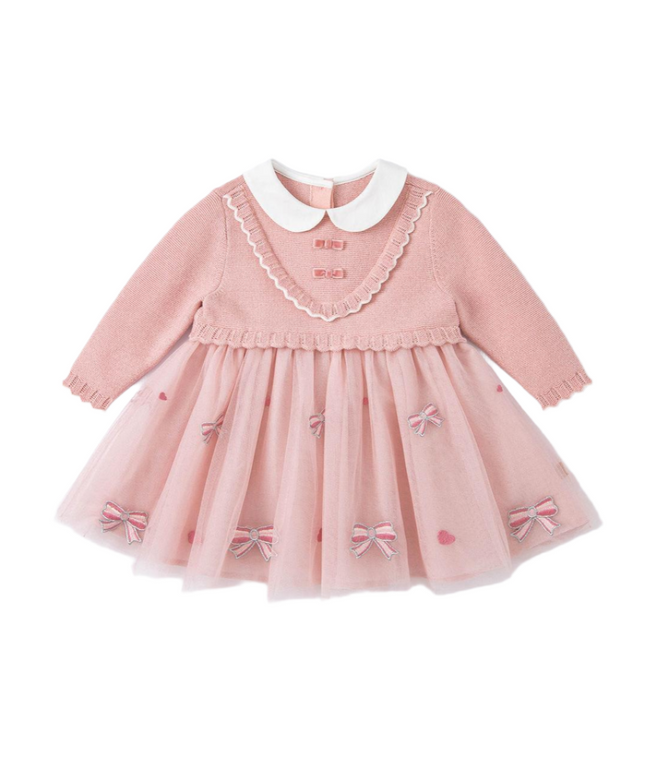 Toddler Girls Pink Knit Mesh Princess Dress