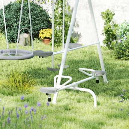 Outsunny 5 in 1 Kids Swing Set for Backyard with Heavy-Duty A-Frame Stand - Gray