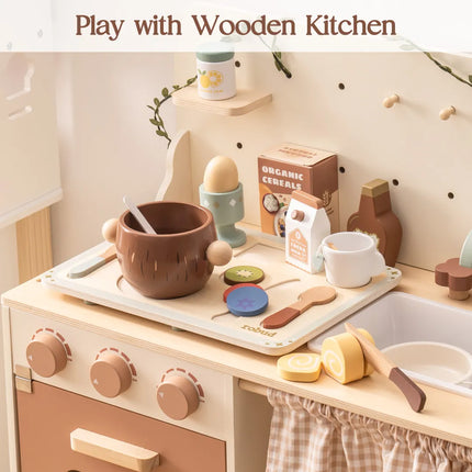 31-Piece Wooden Play Food Sets for Kids