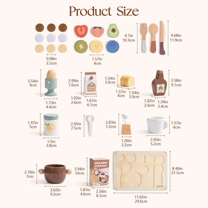31-Piece Wooden Play Food Sets for Kids