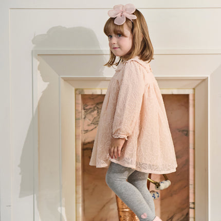 Toddler Girls Adorable Light Pink Doll Collar Mesh Princess Dress