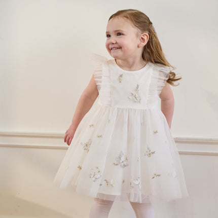 Toddler Girls Summer Adorable Flutter Sleeve Butterfly Mesh Princess Dress