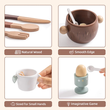 31-Piece Wooden Play Food Sets for Kids