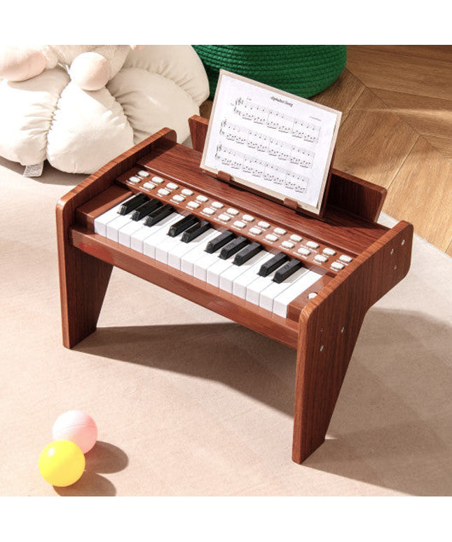25 Keys Kids Piano Keyboard With Adjustable Speed and Volume-Brown