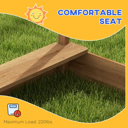 Outsunny Wooden Sandbox with Canopy, House Design for 3-7 Years Old, Brown
