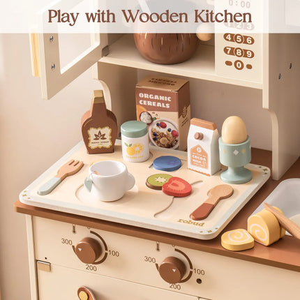 31-Piece Wooden Play Food Sets for Kids