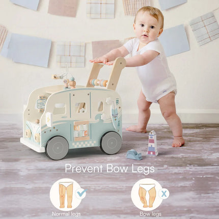 Wooden Baby Push Walker - Vacation Bus