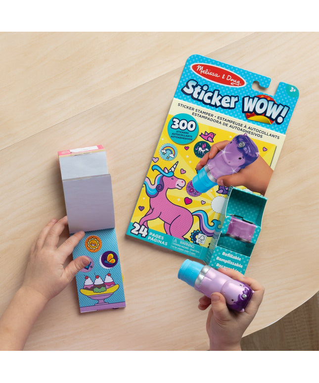 Sticker WOW!™ Purple Unicorn Bundle: Activity Pad & Sticker Stamper + Mini Activity Pad and 200 Refill Stickers
