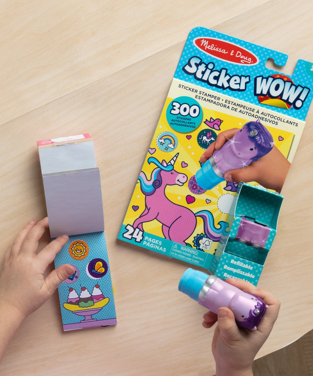 Sticker WOW!™ Purple Unicorn Bundle: Activity Pad & Sticker Stamper + Mini Activity Pad and 200 Refill Stickers