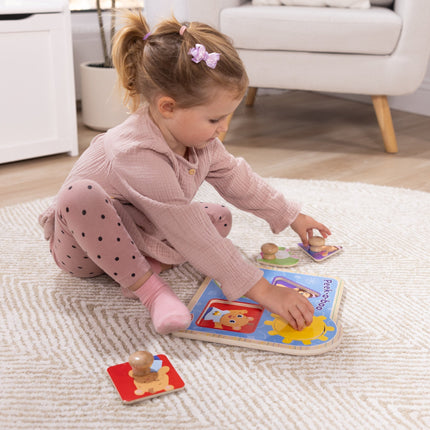 Ms. Rachel™ Wooden Peek-a-Boo Jumbo Peg Puzzle – 4 Pieces