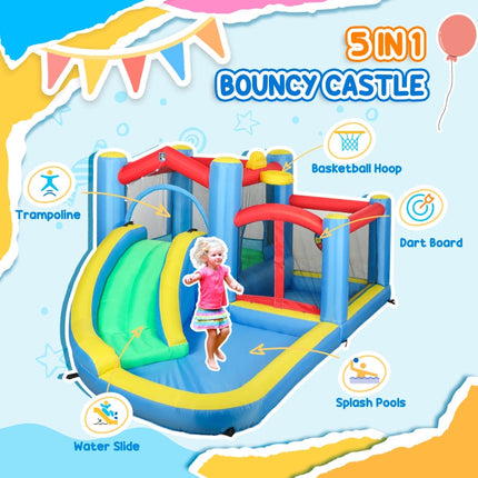 Qaba Inflatable Water Slide Bounce House w/ 550W Blower