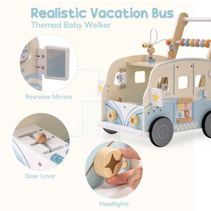 Wooden Baby Push Walker - Vacation Bus