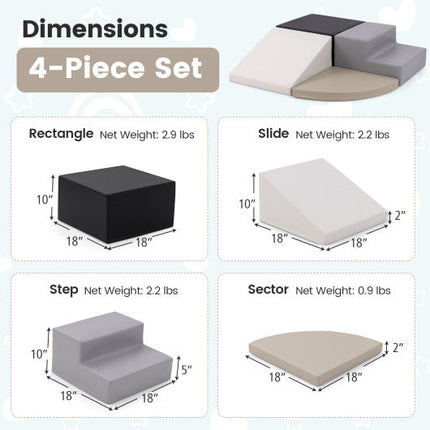 4-Piece Climb and Crawl Foam Block Play Set for Infant Baby-Black