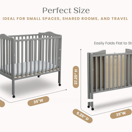 Folding Portable Mini Baby Crib with 1.5-inch Mattress
