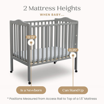 Folding Portable Mini Baby Crib with 1.5-inch Mattress