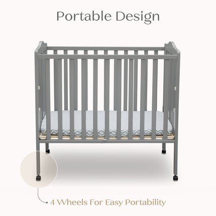 Folding Portable Mini Baby Crib with 1.5-inch Mattress