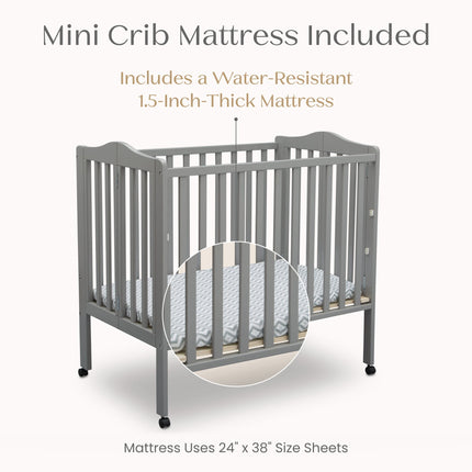 Folding Portable Mini Baby Crib with 1.5-inch Mattress