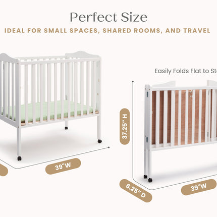 Folding Portable Mini Baby Crib with 1.5-inch Mattress