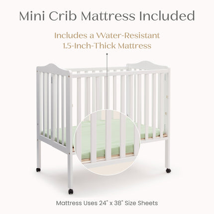 Folding Portable Mini Baby Crib with 1.5-inch Mattress