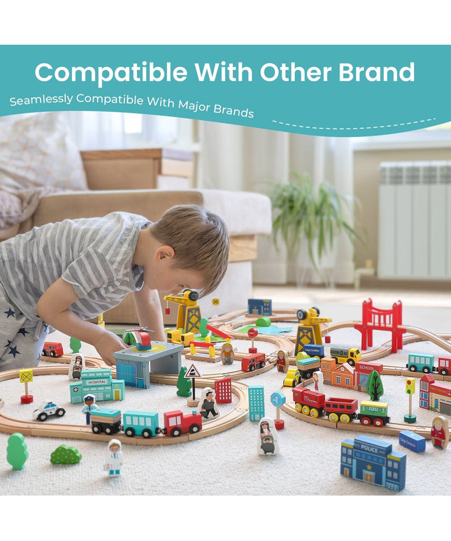 Tiny Land® Wooden Train Set for Children 39 Pcs