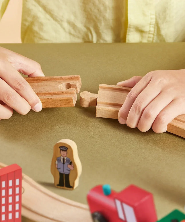 Tiny Land® Wooden Train Set for Children 39 Pcs