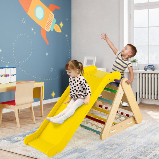 4 in 1 Triangle Climber Toy With Sliding Board and Climbing Net-Multicolor