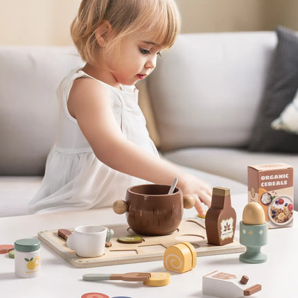 31-Piece Wooden Play Food Sets for Kids