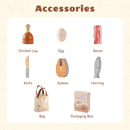 Wooden Childs Play Food Set - Meat