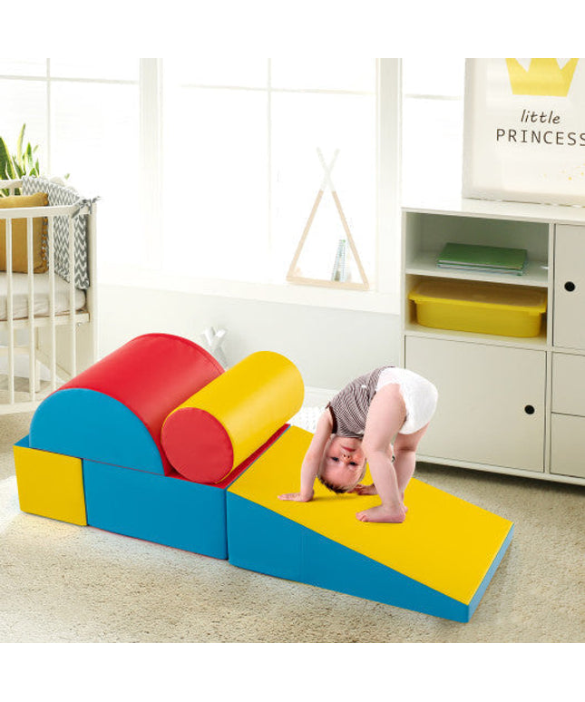 5-Piece Kids Climb and Crawl Activity Playset-Red