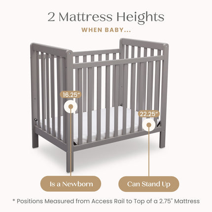 Classic Mini Crib with 2.75-inch Mattress - Convertible to Twin Bed