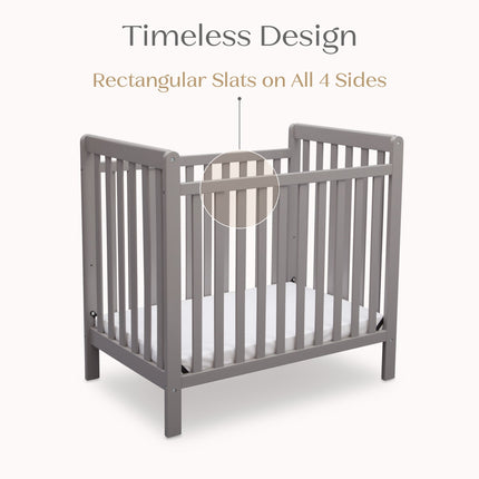 Classic Mini Crib with 2.75-inch Mattress - Convertible to Twin Bed