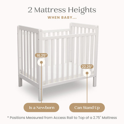 Classic Mini Crib with 2.75-inch Mattress - Convertible to Twin Bed