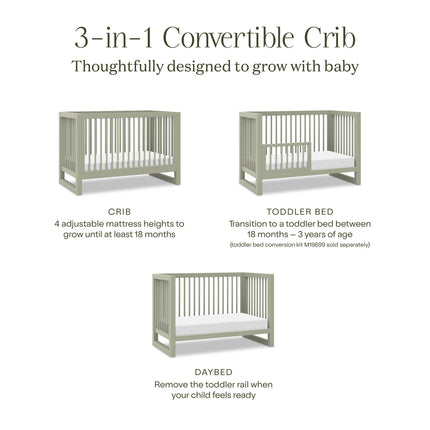 Nantucket 3-in-1 Convertible Crib with Toddler Bed Conversion Kit