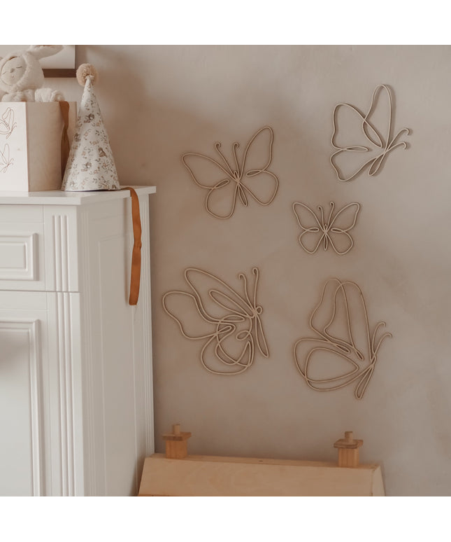 Wooden Wall Butterflies - Set Of 6