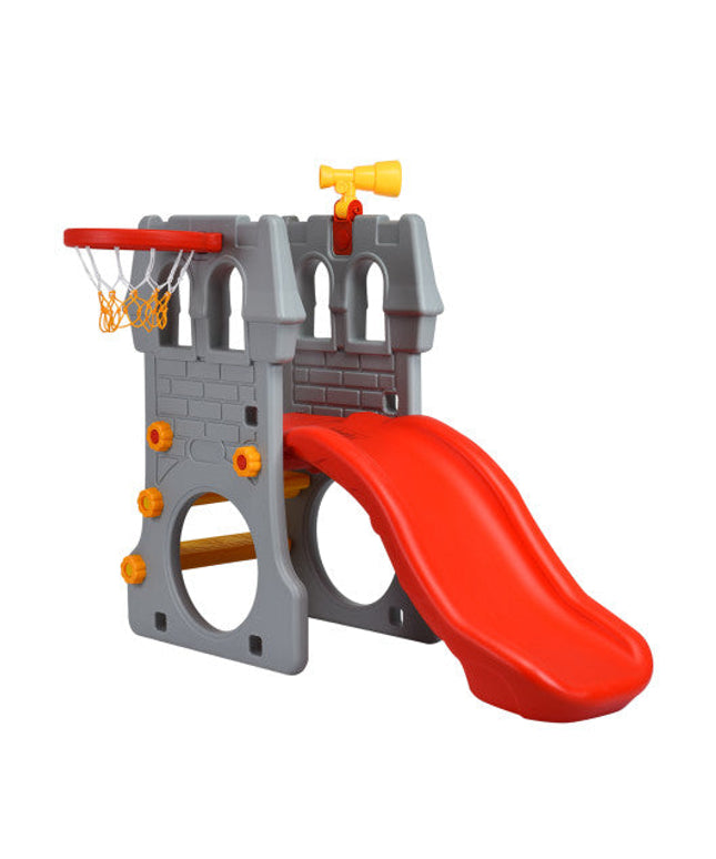 5 in 1 Toddler Climber Slide Playset With Basketball Hoop and Telescope