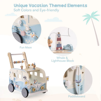 Wooden Baby Push Walker - Vacation Bus